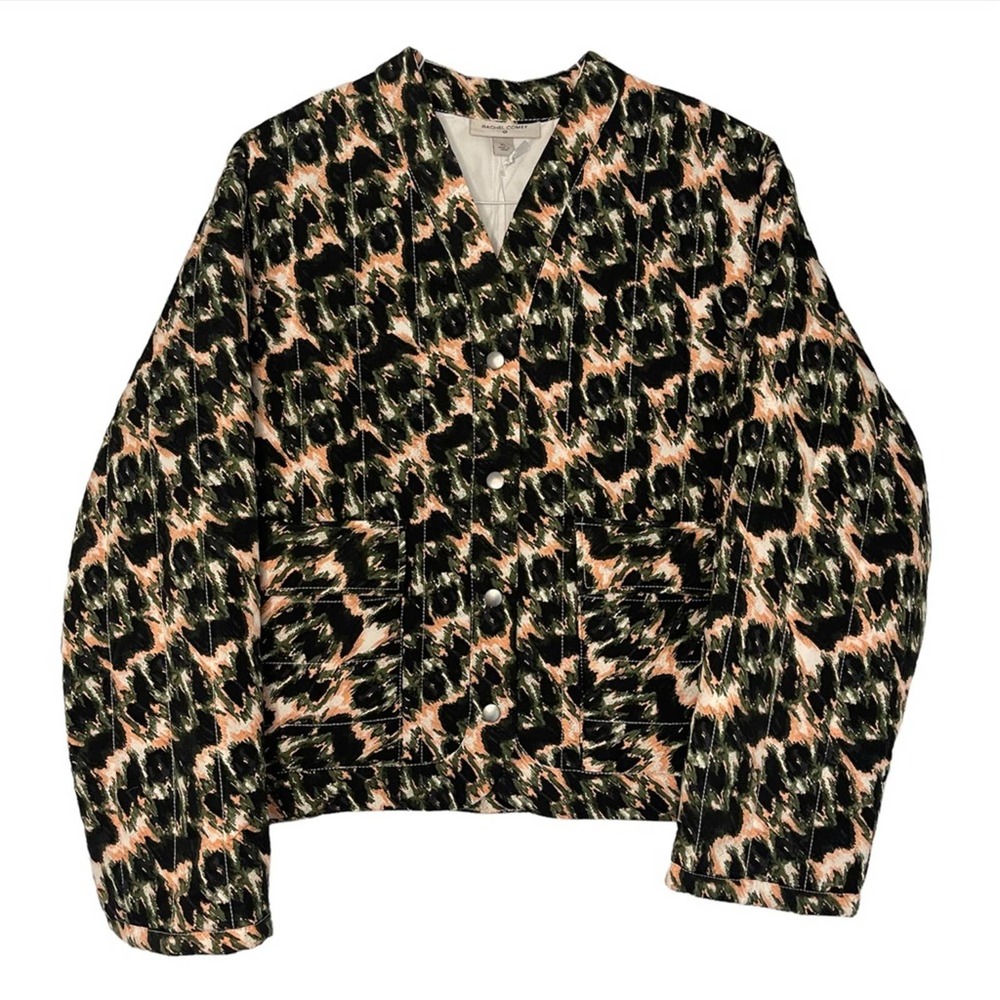 Rachel Comey x Target Green / peach Animal Print Cropped Quilted Jacket Size XL - Picture 2 of 6